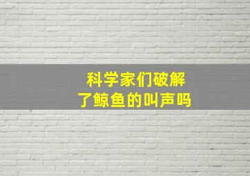 科学家们破解了鲸鱼的叫声吗