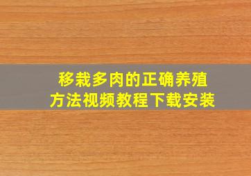 移栽多肉的正确养殖方法视频教程下载安装