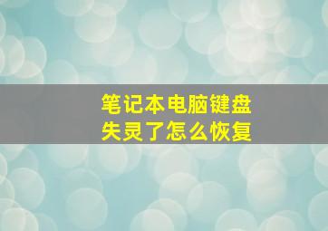 笔记本电脑键盘失灵了怎么恢复