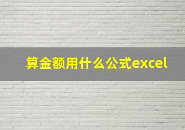 算金额用什么公式excel