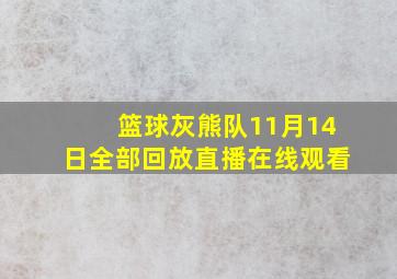 篮球灰熊队11月14日全部回放直播在线观看