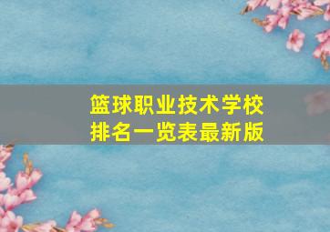 篮球职业技术学校排名一览表最新版