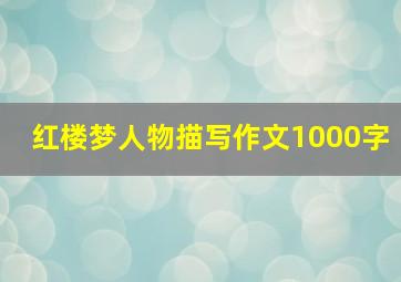 红楼梦人物描写作文1000字