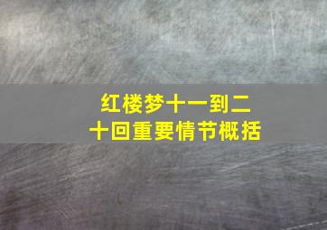 红楼梦十一到二十回重要情节概括