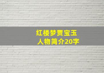 红楼梦贾宝玉人物简介20字