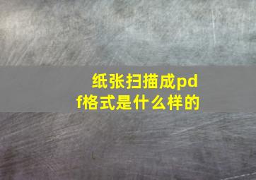 纸张扫描成pdf格式是什么样的