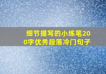 细节描写的小练笔200字优秀段落冷门句子