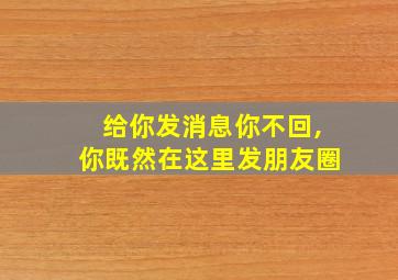 给你发消息你不回,你既然在这里发朋友圈