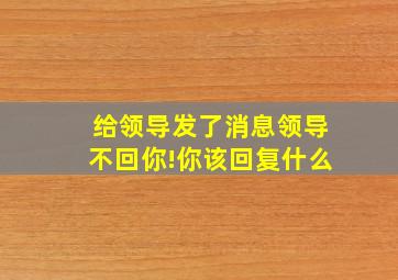 给领导发了消息领导不回你!你该回复什么