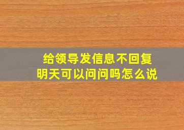 给领导发信息不回复明天可以问问吗怎么说