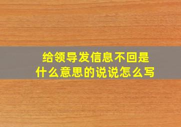 给领导发信息不回是什么意思的说说怎么写