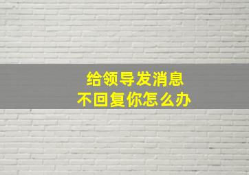 给领导发消息不回复你怎么办