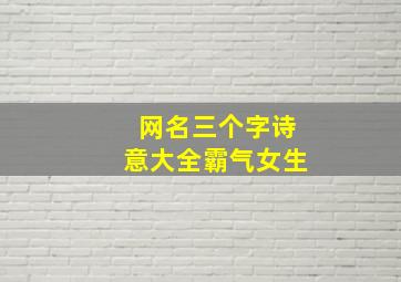 网名三个字诗意大全霸气女生