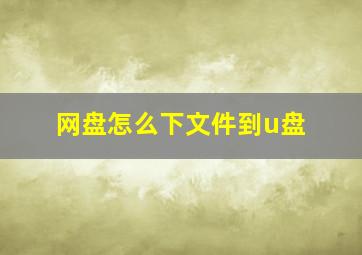 网盘怎么下文件到u盘