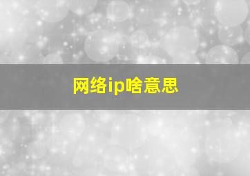 网络ip啥意思