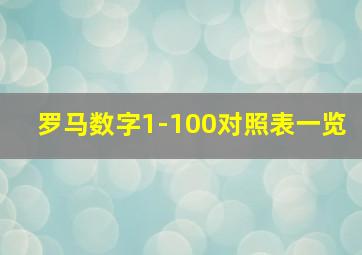 罗马数字1-100对照表一览