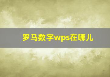 罗马数字wps在哪儿