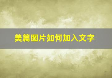 美篇图片如何加入文字