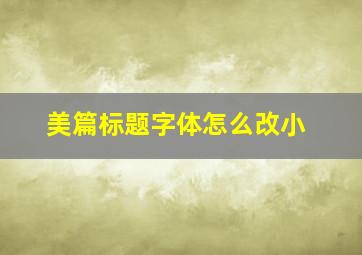 美篇标题字体怎么改小