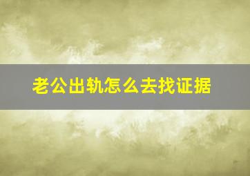 老公出轨怎么去找证据