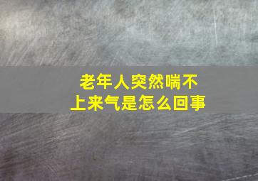 老年人突然喘不上来气是怎么回事