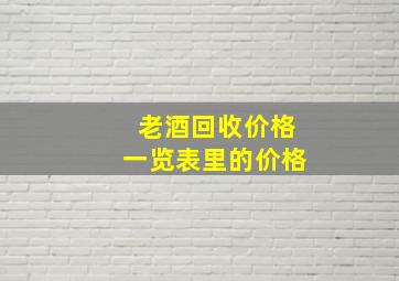 老酒回收价格一览表里的价格