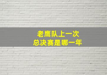 老鹰队上一次总决赛是哪一年