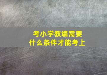 考小学教编需要什么条件才能考上