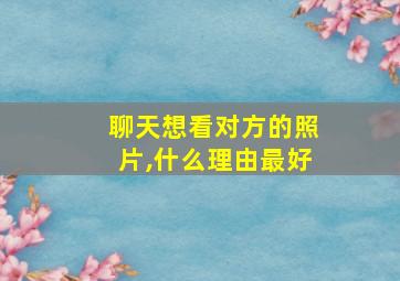 聊天想看对方的照片,什么理由最好