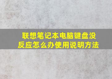 联想笔记本电脑键盘没反应怎么办使用说明方法