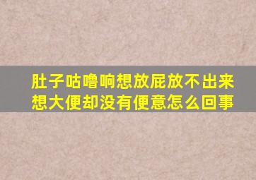 肚子咕噜响想放屁放不出来想大便却没有便意怎么回事