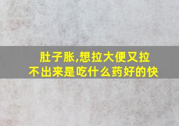 肚子胀,想拉大便又拉不出来是吃什么药好的快