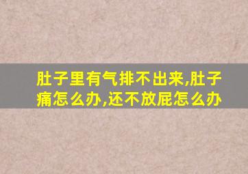 肚子里有气排不出来,肚子痛怎么办,还不放屁怎么办