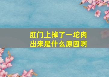 肛门上掉了一坨肉出来是什么原因啊