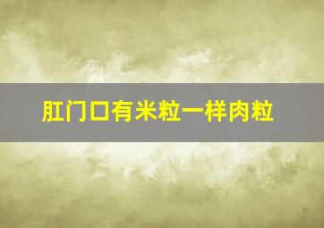 肛门口有米粒一样肉粒