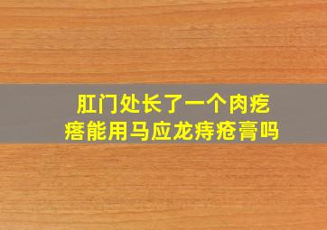 肛门处长了一个肉疙瘩能用马应龙痔疮膏吗