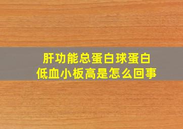 肝功能总蛋白球蛋白低血小板高是怎么回事