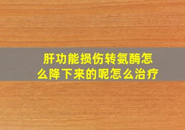 肝功能损伤转氨酶怎么降下来的呢怎么治疗