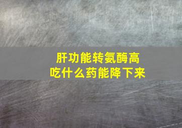 肝功能转氨酶高吃什么药能降下来