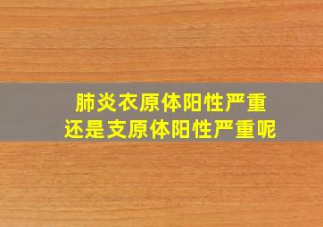 肺炎衣原体阳性严重还是支原体阳性严重呢