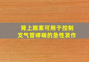 肾上腺素可用于控制支气管哮喘的急性发作