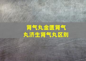 肾气丸金匮肾气丸济生肾气丸区别