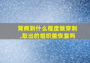 肾病到什么程度做穿刺,取出的组织能恢复吗