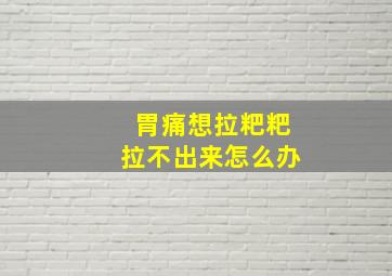 胃痛想拉粑粑拉不出来怎么办