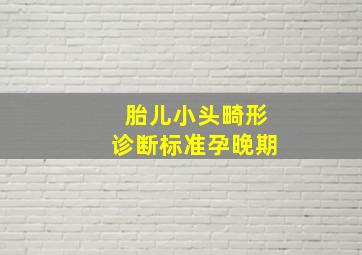 胎儿小头畸形诊断标准孕晚期