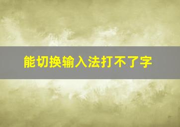 能切换输入法打不了字