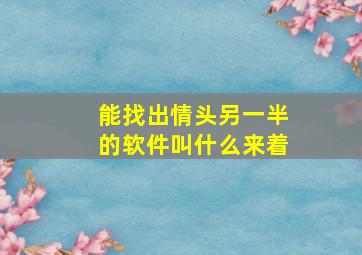 能找出情头另一半的软件叫什么来着