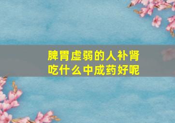 脾胃虚弱的人补肾吃什么中成药好呢