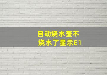 自动烧水壶不烧水了显示E1