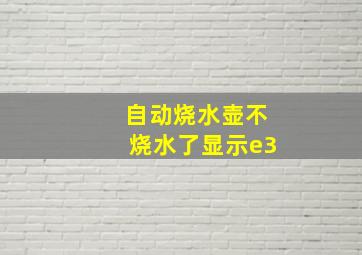 自动烧水壶不烧水了显示e3